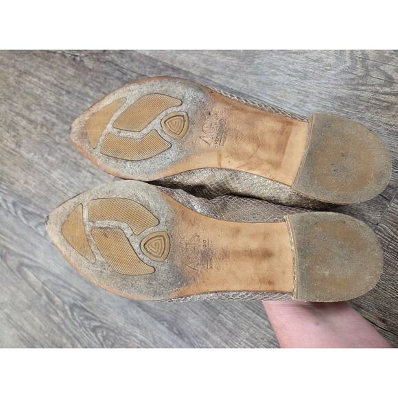 AGL Attilio Giusti Leombrun Black Brown Snake Skin Point Toe Flats Shoes Size 37 - Picture 10 of 11